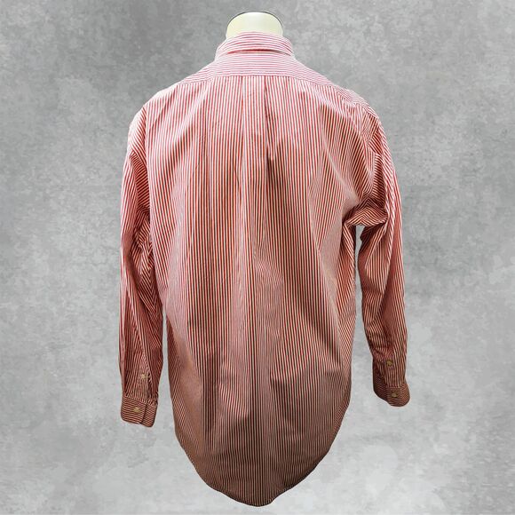 Polo Ralph Lauren Elliott Red White Striped Button Shirt Anchor Logo Men’s L - Picture 5 of 7